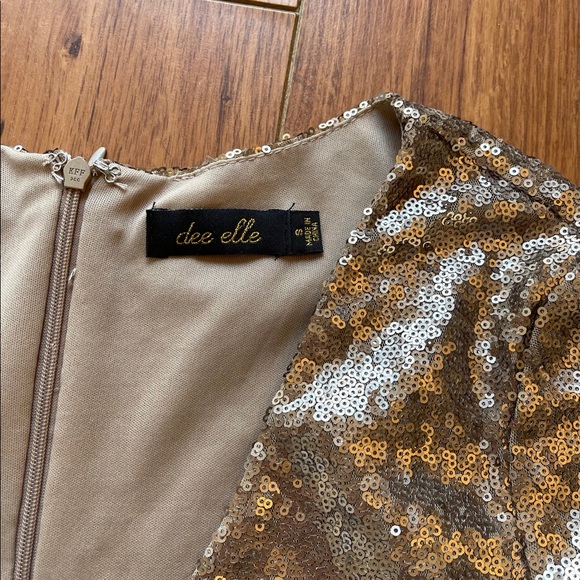 Dee Elle Sparkly Gold Dress - Picture 3 of 5